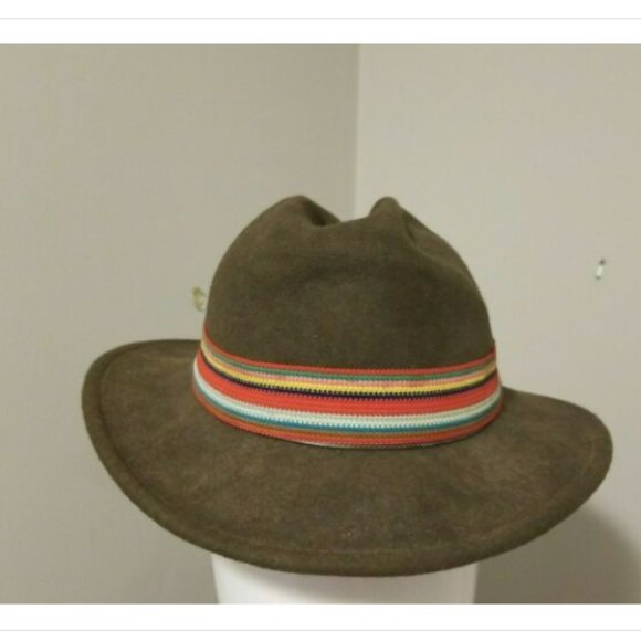 Vtg Sima International 100% Wool Fedora Hat w/ Leather/ fabric Trim Sz S (7.25") - Picture 3 of 11